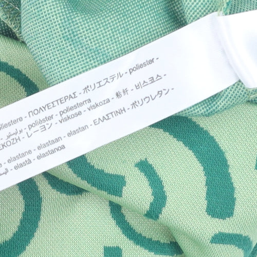 Bershka Women Green Geometric Knit Biker Shorts XS