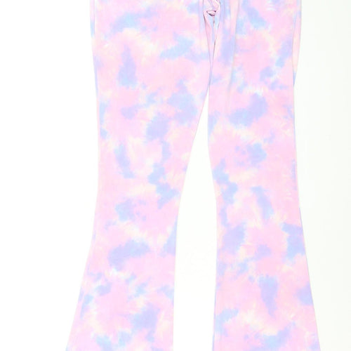 Boohoo Womens Multicoloured Flared Tie-Dye Trousers Size 8