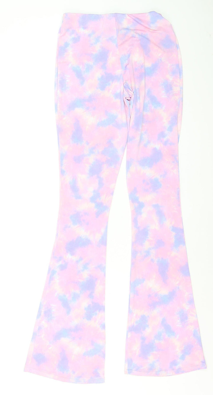 Boohoo Womens Multicoloured Flared Tie-Dye Trousers Size 8