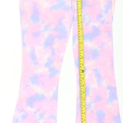 Boohoo Womens Multicoloured Flared Tie-Dye Trousers Size 8