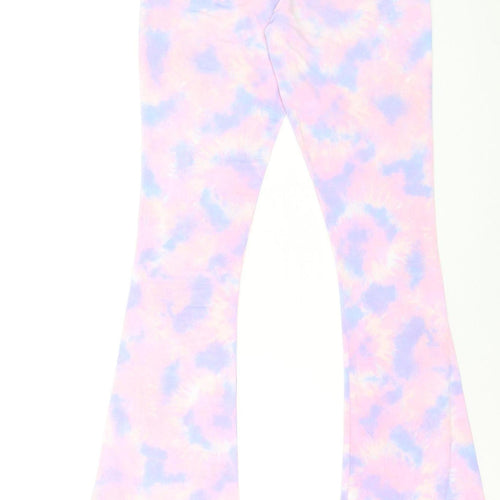 Boohoo Womens Multicoloured Flared Tie-Dye Trousers Size 8