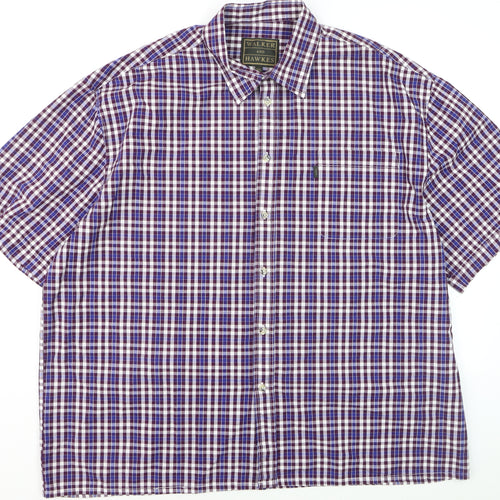 Walker and Hawkes Men's Multicoloured Check 3XL Cotton Short Sleeve Button-Up Shirt