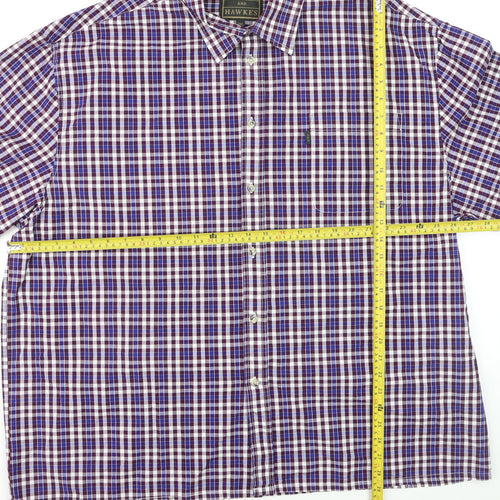 Walker and Hawkes Men's Multicoloured Check 3XL Cotton Short Sleeve Button-Up Shirt
