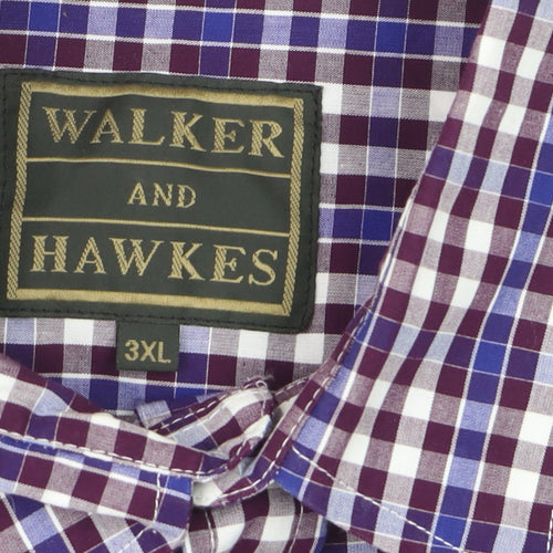 Walker and Hawkes Men's Multicoloured Check 3XL Cotton Short Sleeve Button-Up Shirt