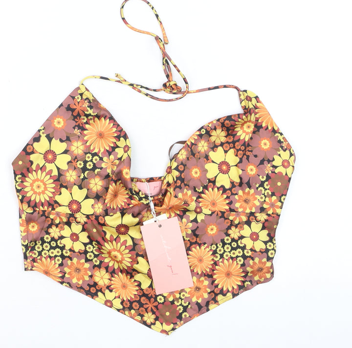 Without You Womens Multicoloured Floral Halter Camisole Tank Top M