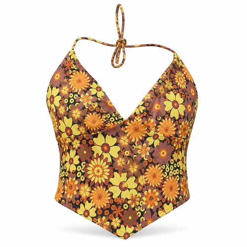 Without You Womens Multicoloured Floral Halter Camisole Tank Top M