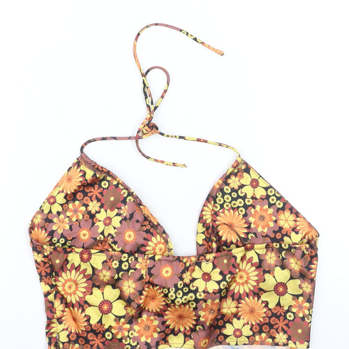 Without You Womens Multicoloured Floral Halter Camisole Tank Top M