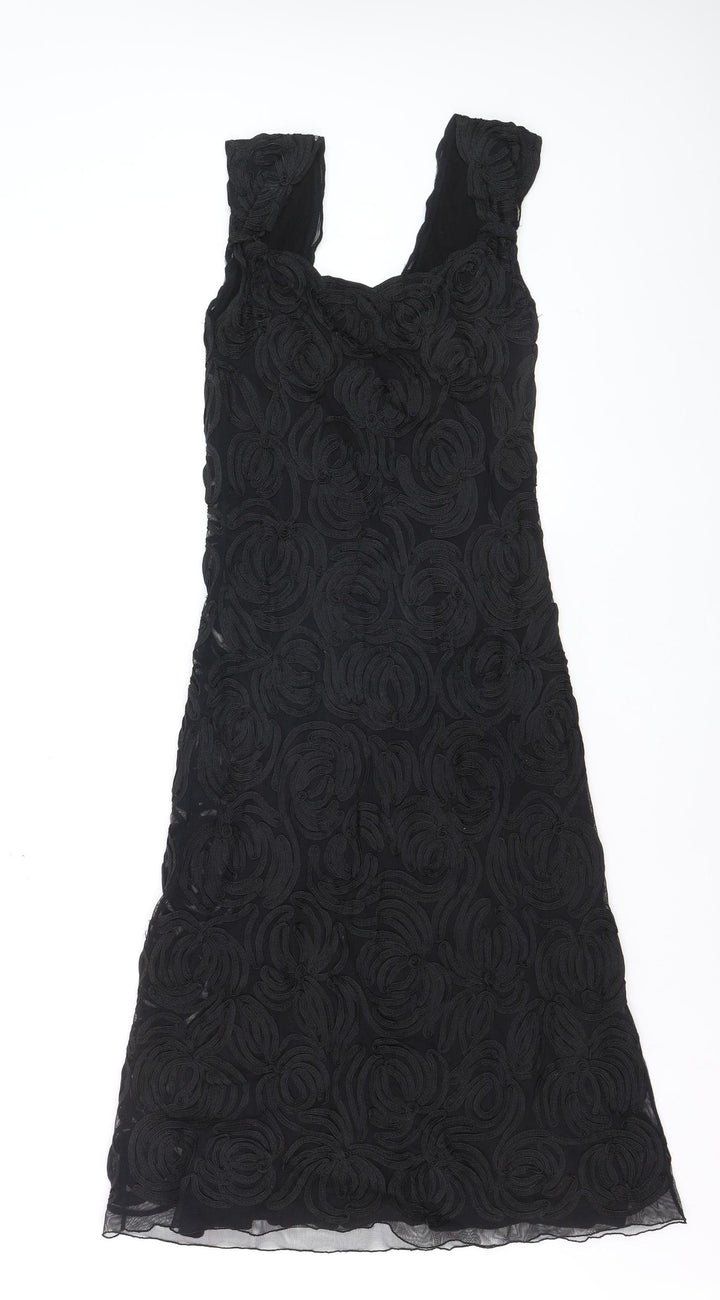 Phase Eight Women Black Size 10 Sheath Lace Embroidered Dress