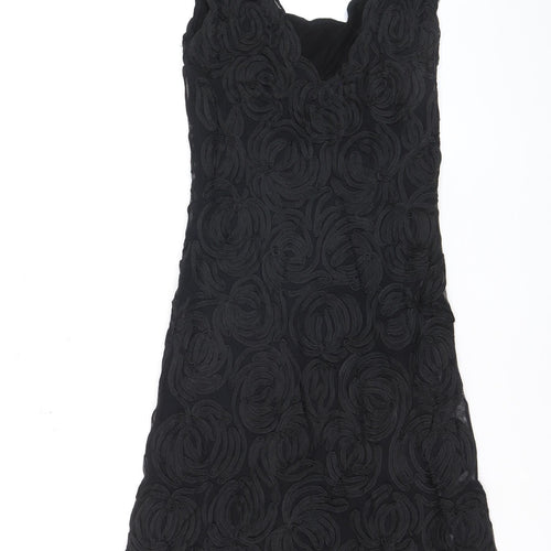 Phase Eight Women Black Size 10 Sheath Lace Embroidered Dress