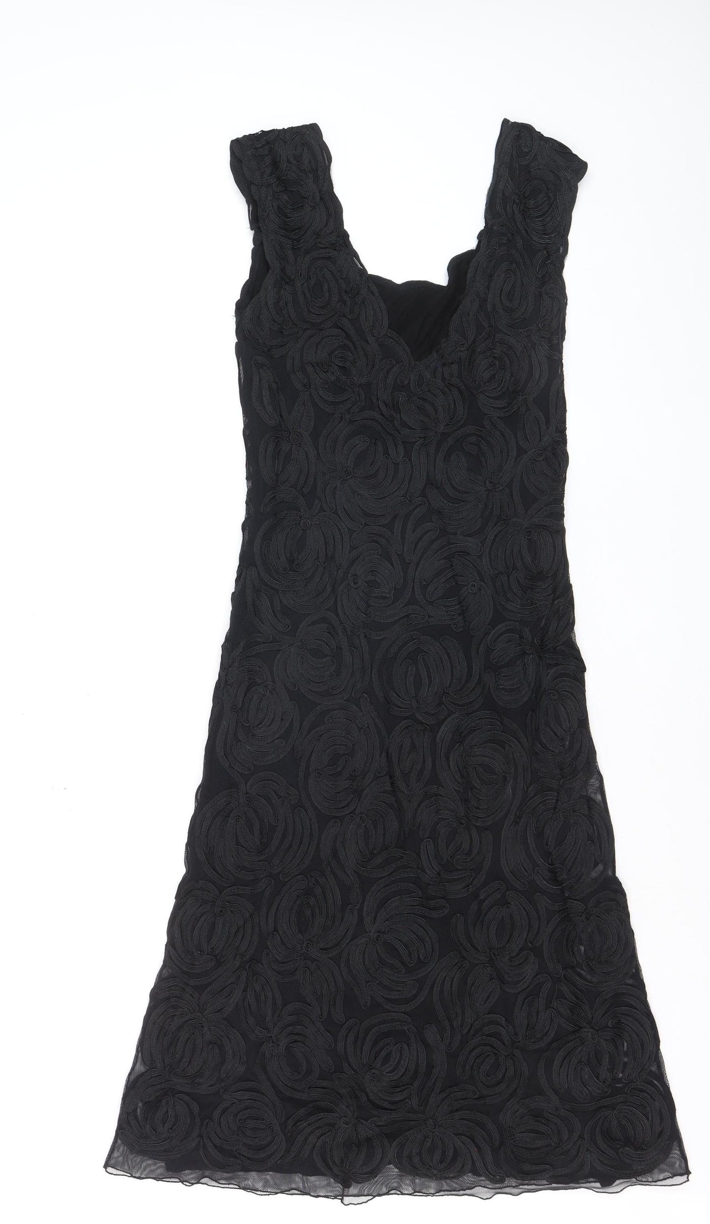Phase Eight Women Black Size 10 Sheath Lace Embroidered Dress