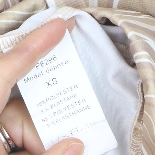 Mochy Women’s Beige Geometric Flared Stretch Trousers XS