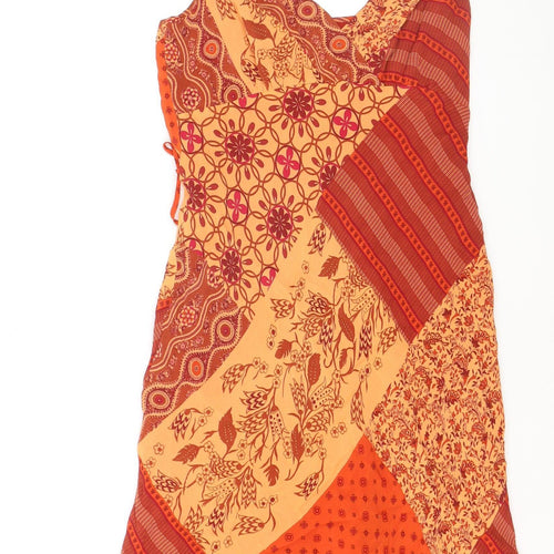 Marks and Spencer Women’s Orange Patchwork Viscose Slip Dress Size 12