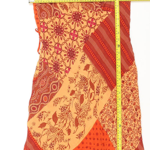 Marks and Spencer Women’s Orange Patchwork Viscose Slip Dress Size 12
