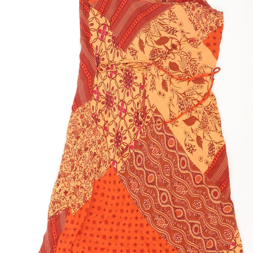Marks and Spencer Women’s Orange Patchwork Viscose Slip Dress Size 12