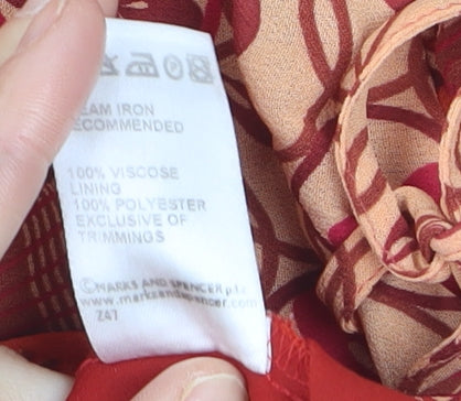 Marks and Spencer Women’s Orange Patchwork Viscose Slip Dress Size 12