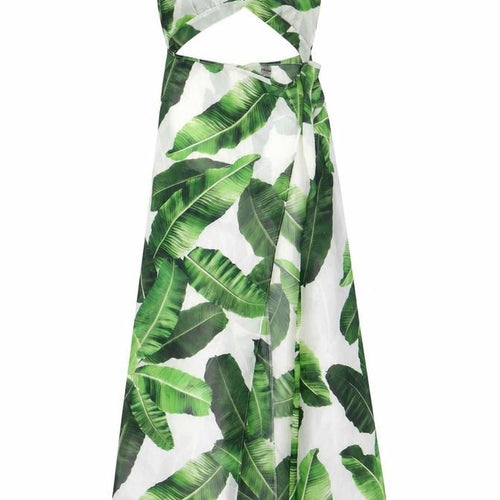 Jaded London Women’s Green Tropical Maxi Halter Dress Size L