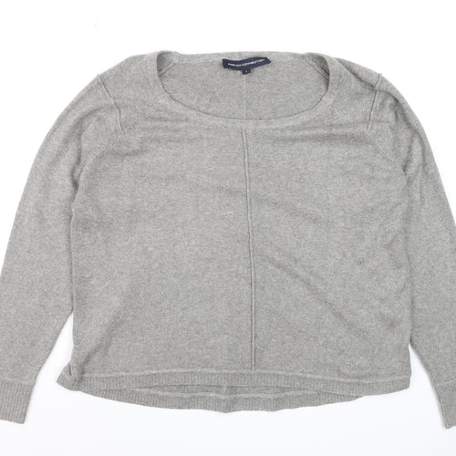 French Connection Women's Grey L Scoop Neck Wool Blend Jumper