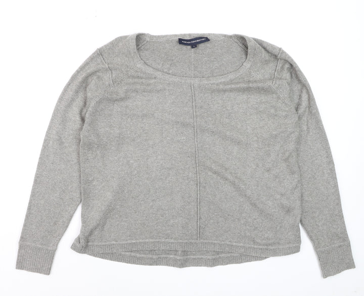 French Connection Women's Grey L Scoop Neck Wool Blend Jumper