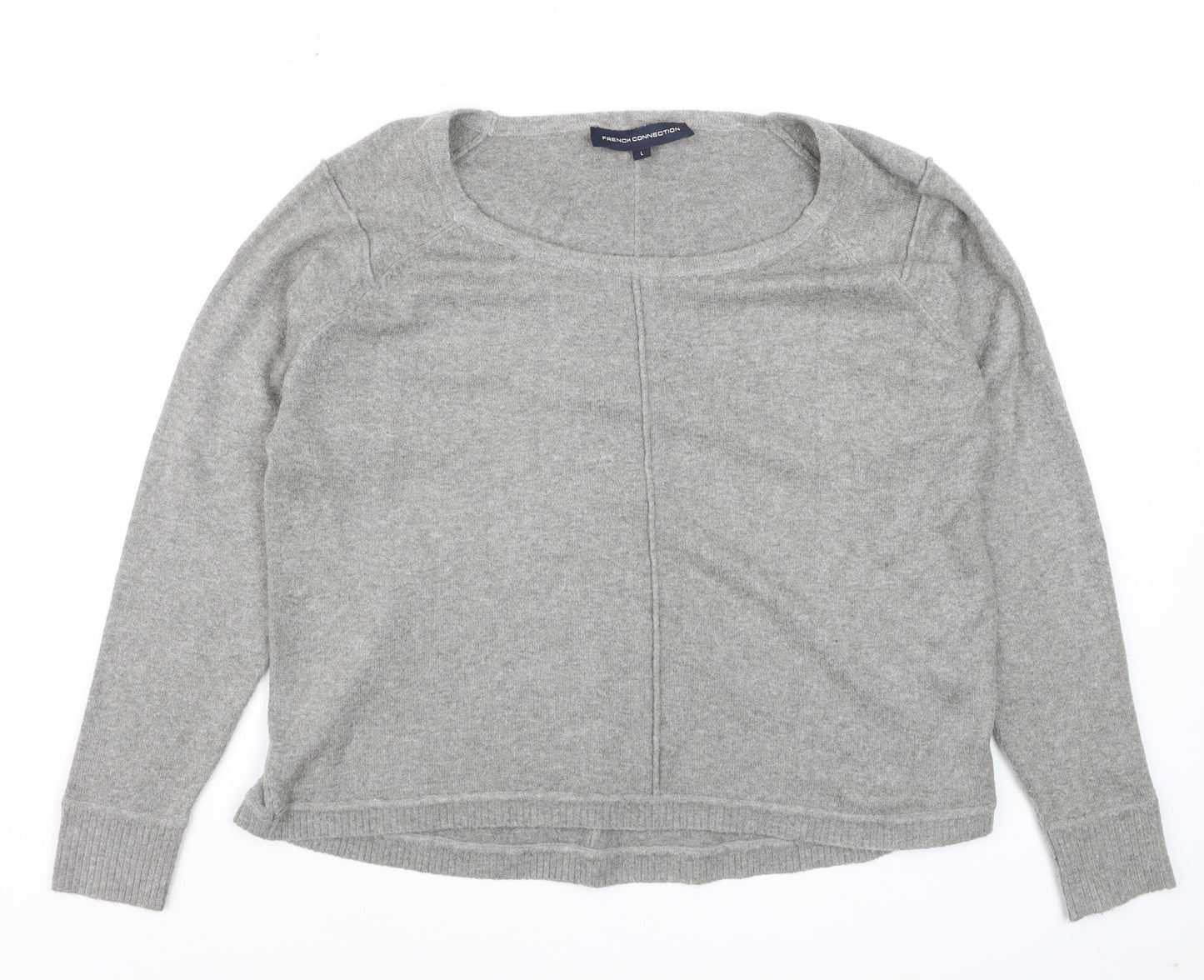 French Connection Women's Grey L Scoop Neck Wool Blend Jumper