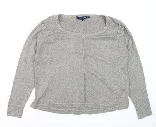 French Connection Women's Grey L Scoop Neck Wool Blend Jumper