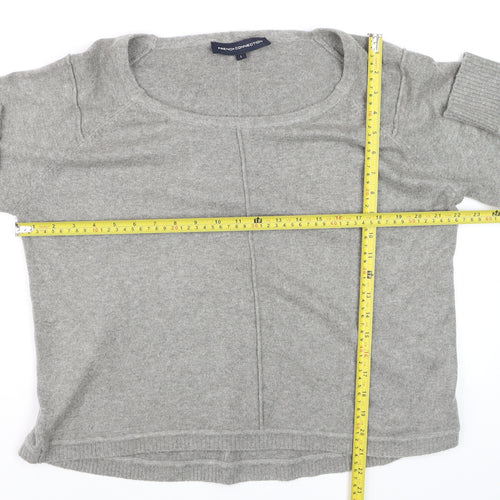 French Connection Women's Grey L Scoop Neck Wool Blend Jumper