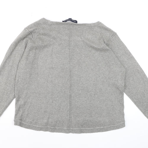 French Connection Women's Grey L Scoop Neck Wool Blend Jumper