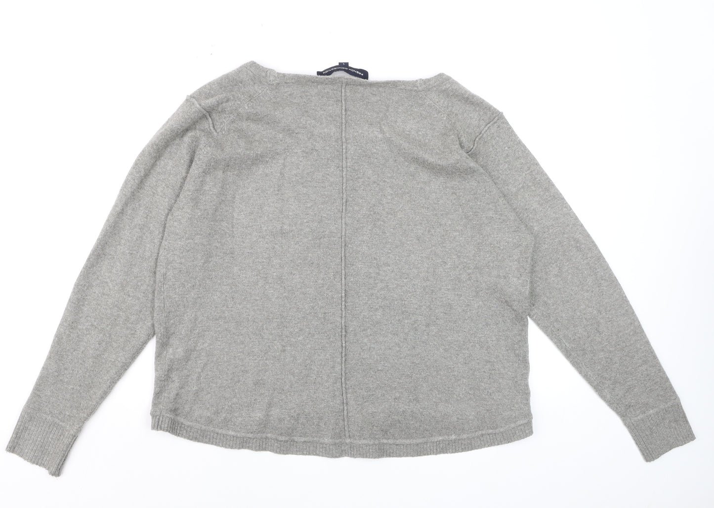 French Connection Women's Grey L Scoop Neck Wool Blend Jumper