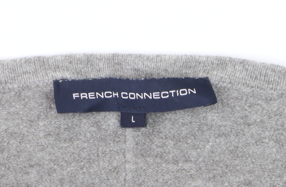 French Connection Women's Grey L Scoop Neck Wool Blend Jumper