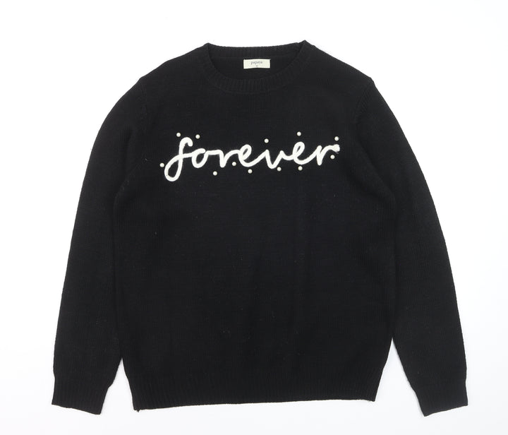 Papaya Women’s Black 'Forever' Beaded Knit Jumper Size M
