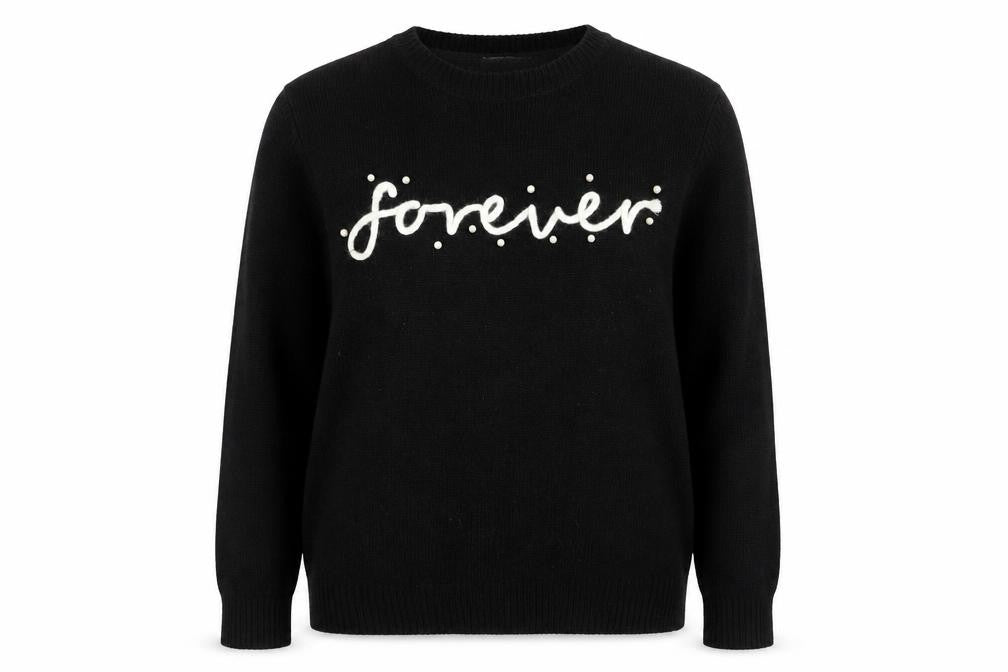 Front view of Papaya Women’s Black 'Forever' Beaded Knit Jumper, size M