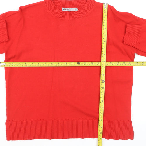 Oasis Women Red Crew Neck Long Sleeve Pullover Jumper M