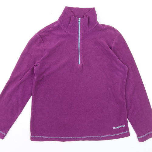 Campri Womens Purple Fleece 1/2 Zip Pullover Sweatshirt Size 10