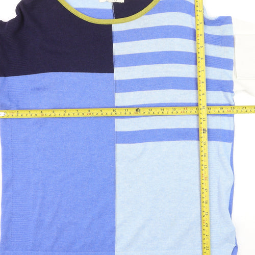 White Stuff Women's Blue Striped Cotton Wool Blend Jumper Size 10
