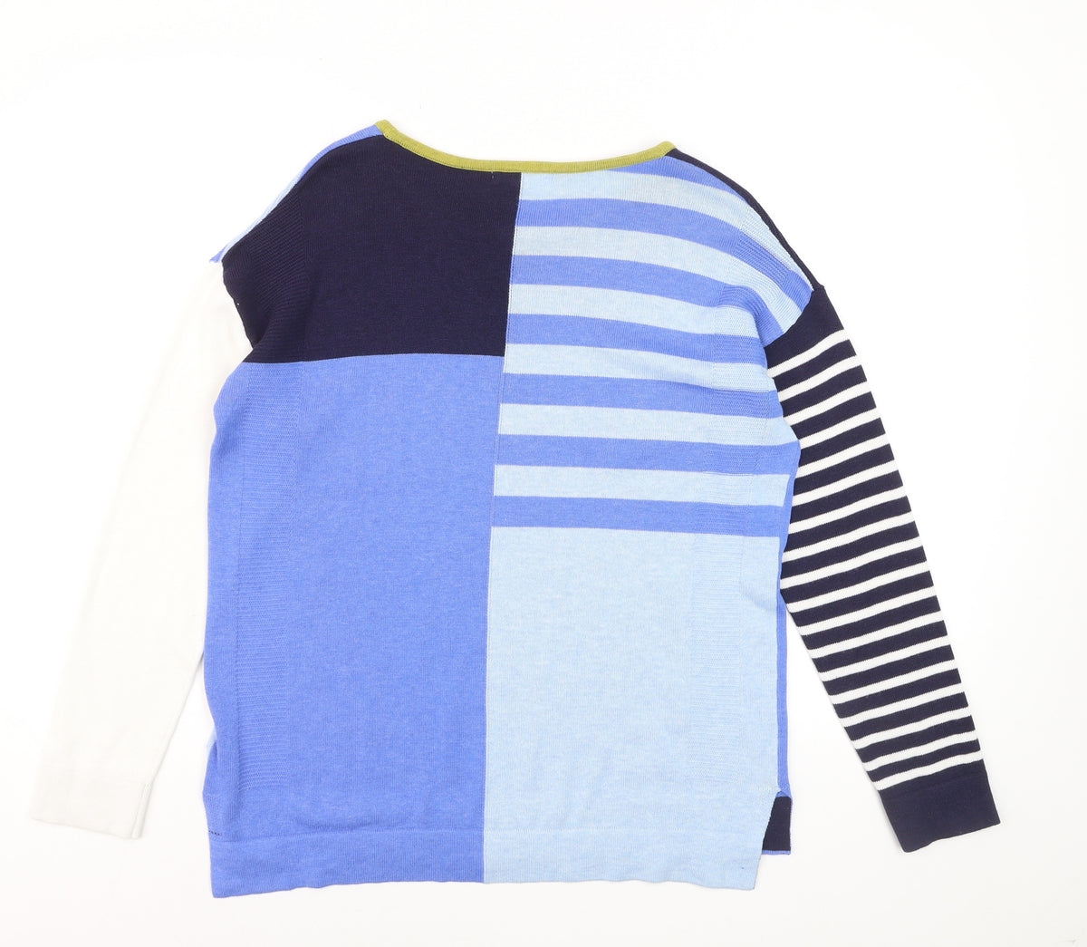 White Stuff Women's Blue Striped Cotton Wool Blend Jumper Size 10