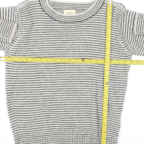 Bellerose Women's Grey Striped Wool Blend Crew Neck Jumper Size M