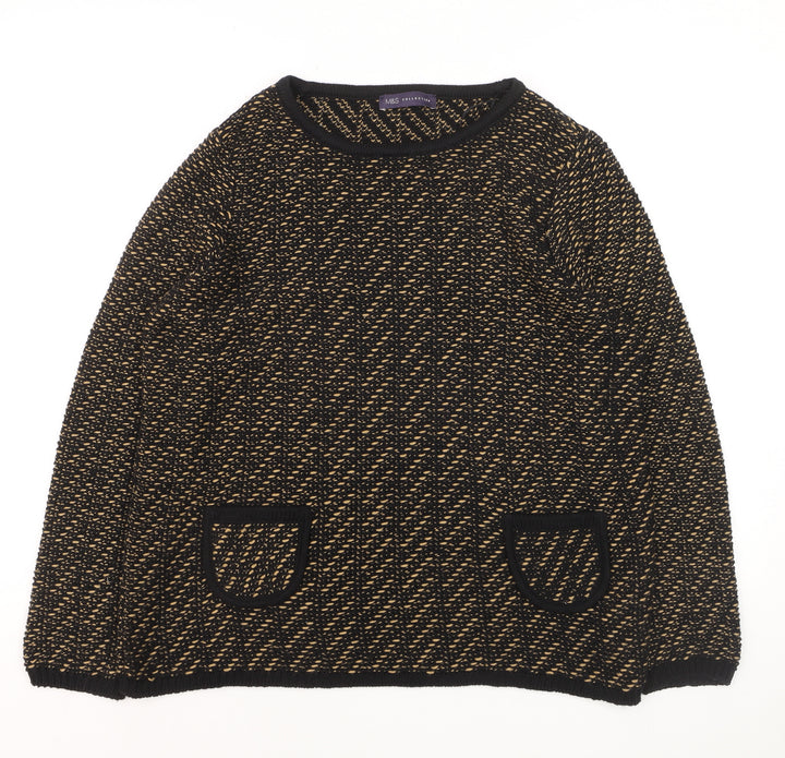Marks and Spencer Women's Black Knit Jumper Size 16 Crew Neck