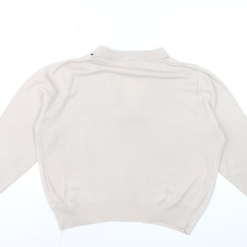 Moffat Woollens Womens Beige V-Neck Acrylic Jumper Size 12