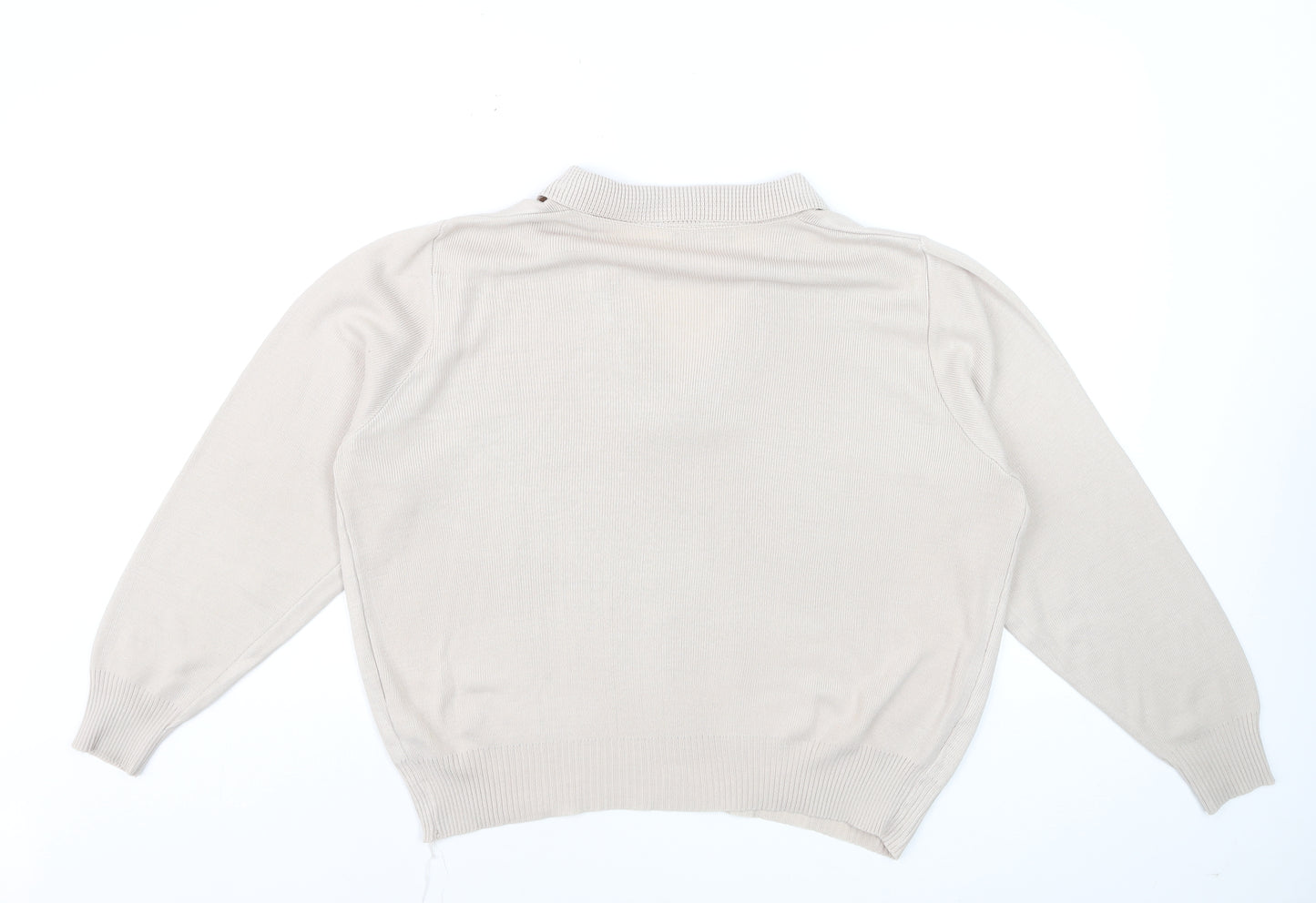 Moffat Woollens Womens Beige V-Neck Acrylic Jumper Size 12