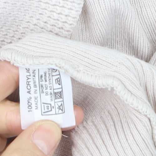 Moffat Woollens Womens Beige V-Neck Acrylic Jumper Size 12