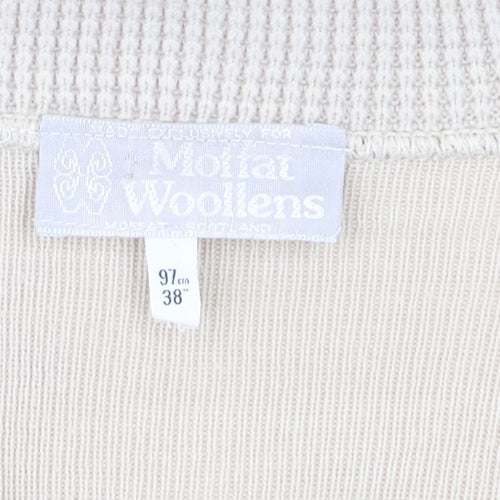 Moffat Woollens Womens Beige V-Neck Acrylic Jumper Size 12
