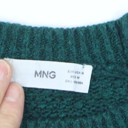MNG Women's Green Crew Neck Chunky Knit Pullover Jumper Size 12