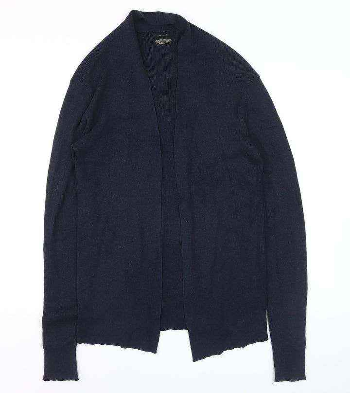 AllSaints Women’s Navy Blue Cotton Cashmere Silk Open Cardigan Small