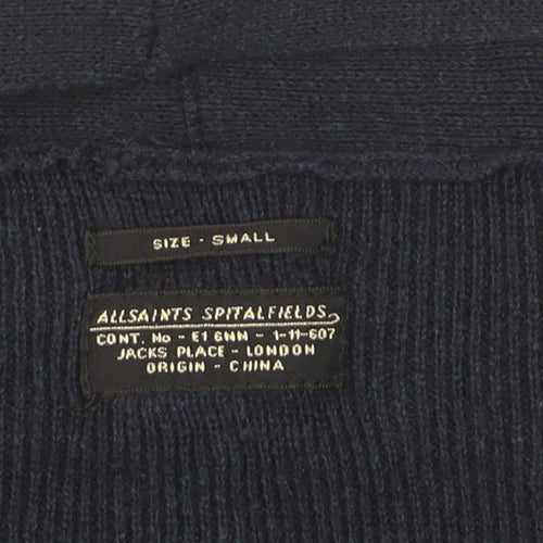 AllSaints Women’s Navy Blue Cotton Cashmere Silk Open Cardigan Small
