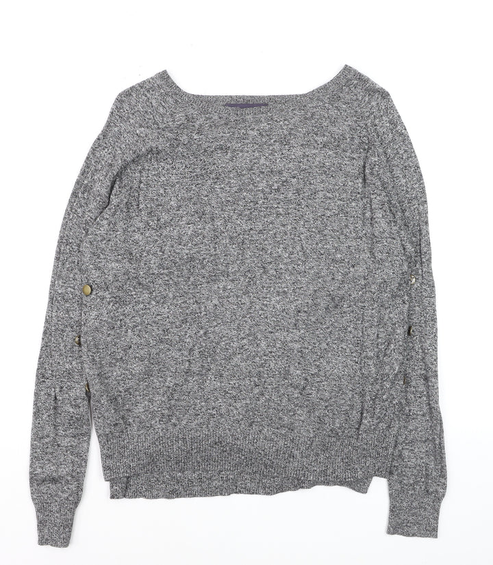 Marks and Spencer Womens Grey Knit Boat Neck Pullover Jumper M