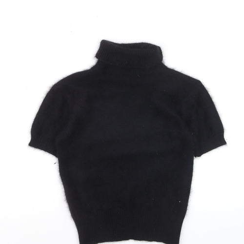 Marks and Spencer Women's Black Angora Roll Neck Short Sleeve Jumper Size 10