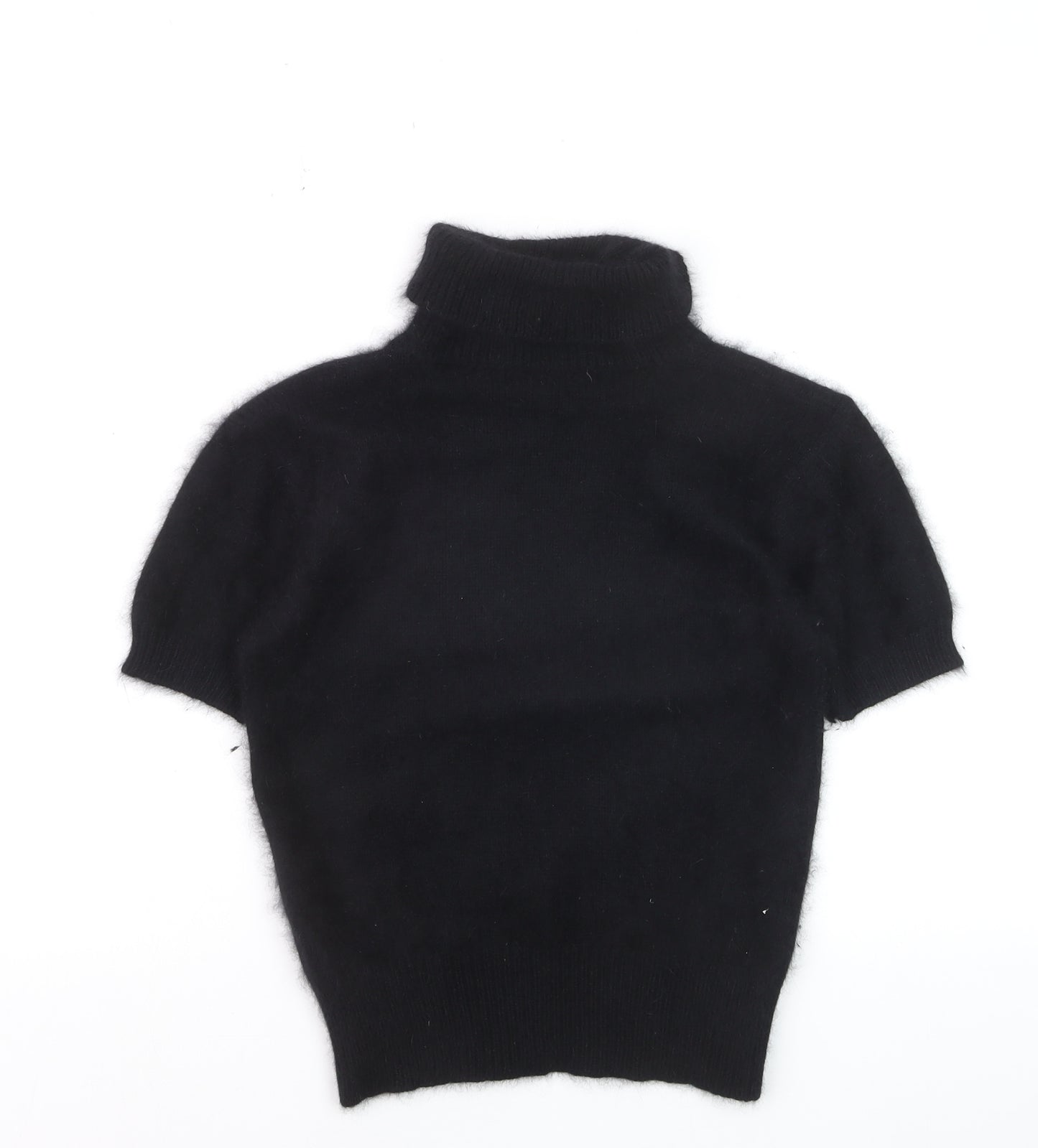 Marks and Spencer Women's Black Angora Roll Neck Short Sleeve Jumper Size 10