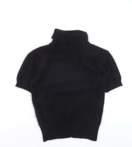 Marks and Spencer Women's Black Angora Roll Neck Short Sleeve Jumper Size 10