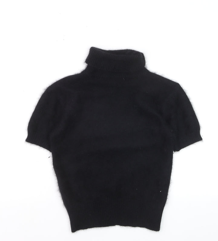 Marks and Spencer Women's Black Angora Roll Neck Short Sleeve Jumper Size 10