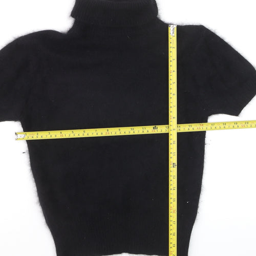 Marks and Spencer Women's Black Angora Roll Neck Short Sleeve Jumper Size 10