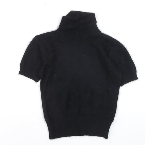 Marks and Spencer Women's Black Angora Roll Neck Short Sleeve Jumper Size 10